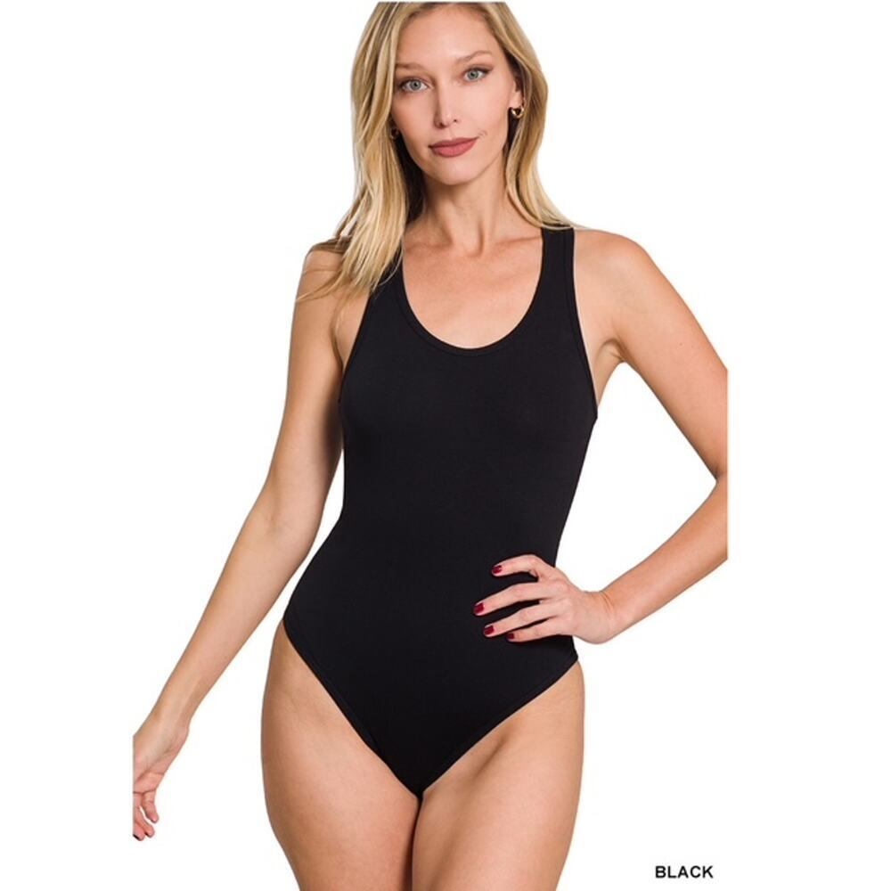 ZENANA - PREMIUM COTTON RACERBACK TANK BODYSUIT - SMALL